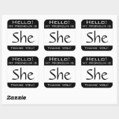 Sticker Carré Mon pronom est SHE (Feuille)