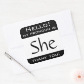 Sticker Carré Mon pronom est SHE (Enveloppe)