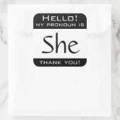 Sticker Carré Mon pronom est SHE (Sac)
