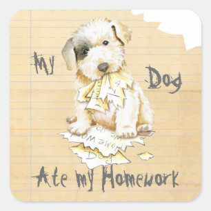 Sticker Carré Mon Sealyham Terrier a mangé mes devoirs