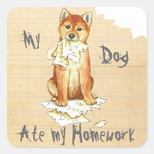 Sticker Carré Mon Shiba Inu A Mangé Mes Devoirs