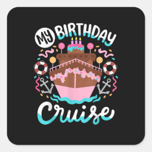 Sticker Carré Mon voyage en croisière d'anniversaire