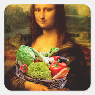 Sticker Carré Mona Lisa aime les légumes
