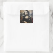 Sticker Carré Mona Lisa avec chat (Sac)