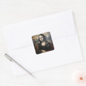 Sticker Carré Mona Lisa avec chat (Enveloppe)