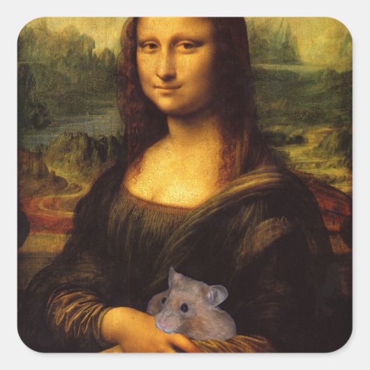 Sticker Carré Mona Lisa Avec Hamster (Devant)