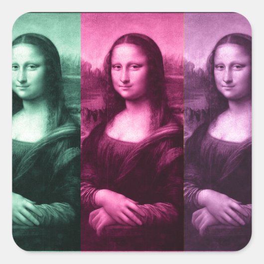 Sticker Carré Mona Lisa Rose vert violet (Devant)