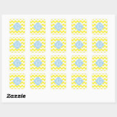 Sticker Carré Monagram jaune blanc Chevron bleu Lt Quatrefoil (Feuille)