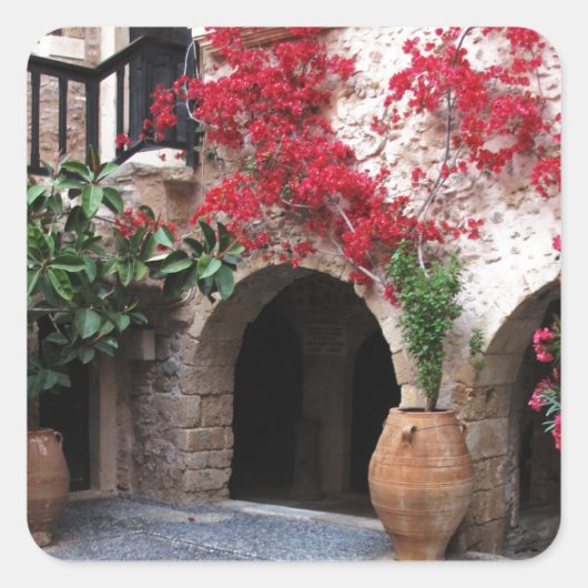 Sticker Carré Monastère de Toplou Cour de l'église CRETE GRECE (Devant)