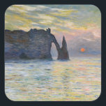 Sticker Carré Monet - Le Manneport, Falaise à Etretat, coucher d<br><div class="desc">Le Manneport,  Cliff à Etretat,  Sunset / Etretat,  couchant soleil - Claude Monet en 1883</div>