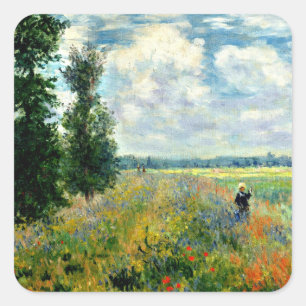 Sticker Carré Monet - Poppy Field, Argenteuil,