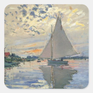 Sticker Carré Monet Sailboat Français Impressionnisme Art classi