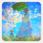 Sticker Carré Monet Woman avec un parasol (Devant)