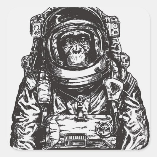 Sticker Carré Monkey Astronaut (Devant)