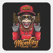 Sticker Carré Monkey funky (Devant)