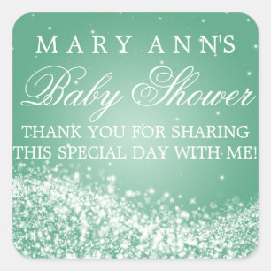 Sticker Carré Monnaie d'onde de Merci de baby shower