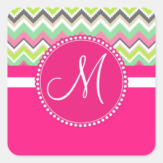 Sticker Carré Monogram Aztec Andes Tribal Mountains Chevron (Devant)
