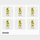 Sticker Carré Monogram Gold Sunflower Girly Floral Initial (Feuille)