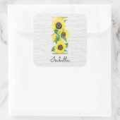 Sticker Carré Monogram Gold Sunflower Girly Floral Initial (Sac)