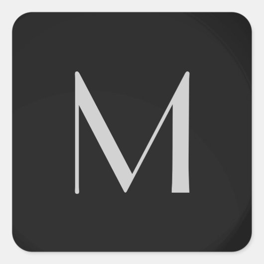 Sticker Carré Monogram Grey Black Modern Ajouter Votre Nom Initi (Devant)