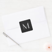 Sticker Carré Monogram Grey Black Modern Ajouter Votre Nom Initi (Enveloppe)
