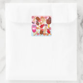 Sticker Carré Monogram Kawaii Crème de glace cône Popsicle Trait (Sac)