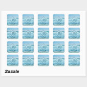 Sticker Carré Monogram Ocean Wave Crashing on Shore (Feuille)