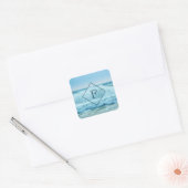 Sticker Carré Monogram Ocean Wave Crashing on Shore (Enveloppe)