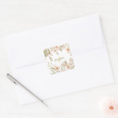 Sticker Carré Monogram pastel bébé rose ciel bébé design de fleu (Enveloppe)