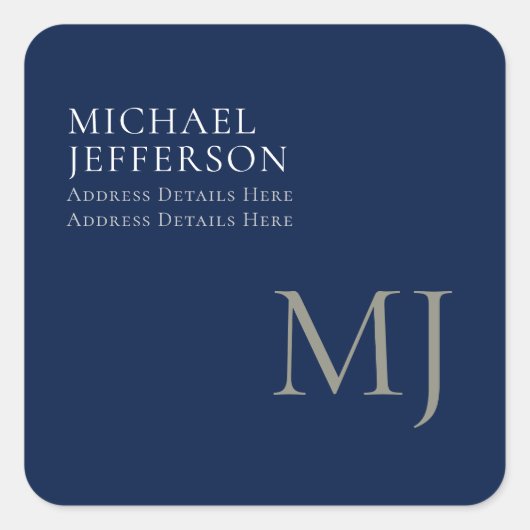 Sticker Carré Monogram Plain Dark Blue Trendy Business (Devant)