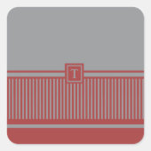 Sticker Carré Monogramme à rayures classiques (Devant)