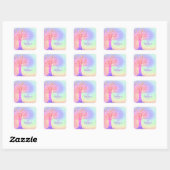 Sticker Carré Monogramme Arc-en-ciel couleurs fille (Feuille)