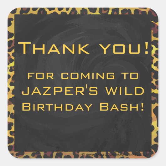 Sticker Carré Monogramme avec léopard Brown et jaune (Devant)