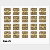 Sticker Carré Monogramme Black Gold Empreinte de léopard Cheetah (Feuille)