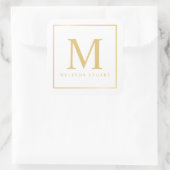 Sticker Carré Monogramme blanc et or élégant (Sac)