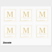Sticker Carré Monogramme blanc et or Elegant Business (Feuille)