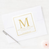 Sticker Carré Monogramme blanc et or Elegant Business (Enveloppe)