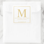 Sticker Carré Monogramme blanc et or Elegant Business (Sac)