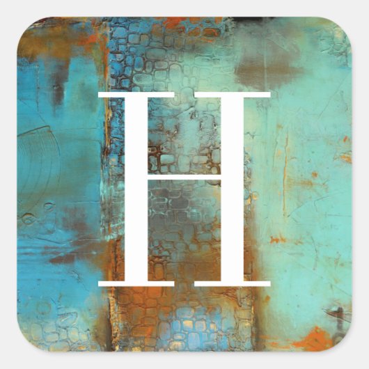 Sticker Carré Monogramme | Bleu deja (Devant)