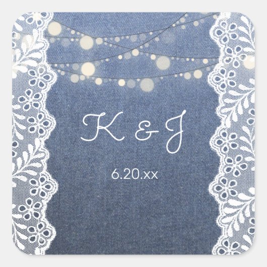 Sticker Carré Monogramme bleu Jean Lace & String (Devant)