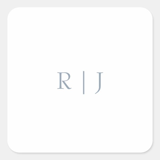 Sticker Carré Monogramme bleu poussiéreux Initiales Mariage mini (Devant)