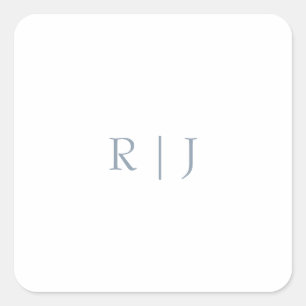 Sticker Carré Monogramme bleu poussiéreux Initiales Mariage mini
