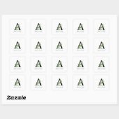 Sticker Carré Monogramme botanique doux (Feuille)