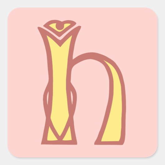 Sticker Carré Monogramme celtique H d'initiale de lettre de (Devant)