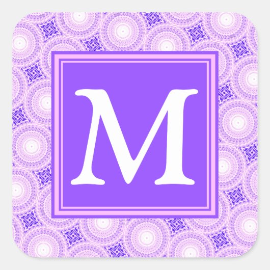Sticker Carré Monogramme cercles violets motif (Devant)