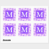 Sticker Carré Monogramme cercles violets motif (Feuille)
