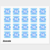 Sticker Carré Monogramme ciel bandes bleues (Feuille)