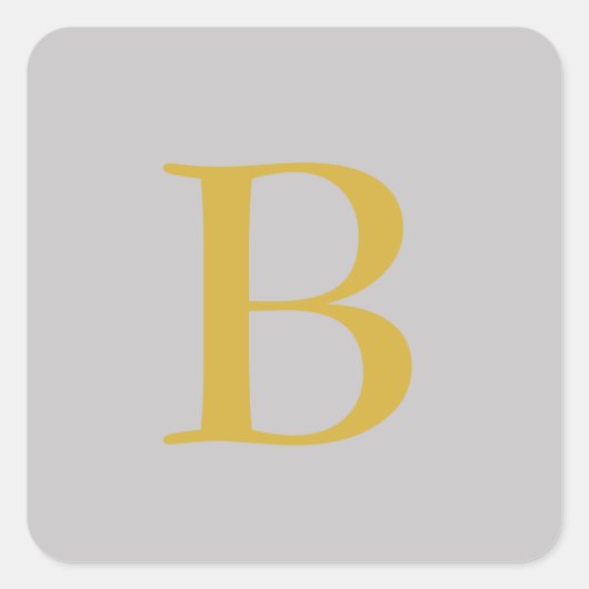 Sticker Carré Monogramme couleur or gris moderne Ajouter un nom  (Devant)