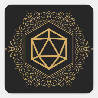 Sticker Carré Monogramme D20 Dice Gold Tabletop RPG