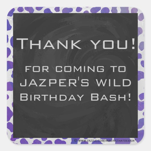 Sticker Carré Monogramme Dalmatien violet et blanc (Devant)